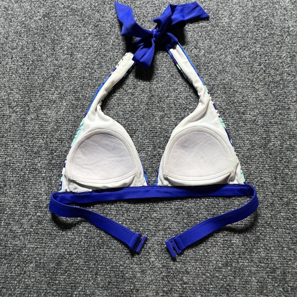 Boden Blue Green Paisley Halter Bikini Set Side Tie Bottoms US 2 WB109